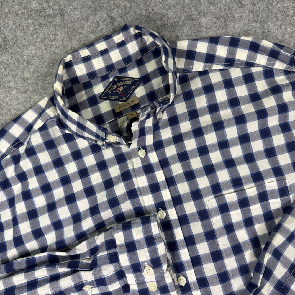 Bills Khakis Sport Shirt Mens XL Blue Gingham Check Button Down Made in USA